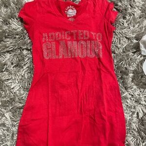 Lola Red Graphic Tee with Silver Detail